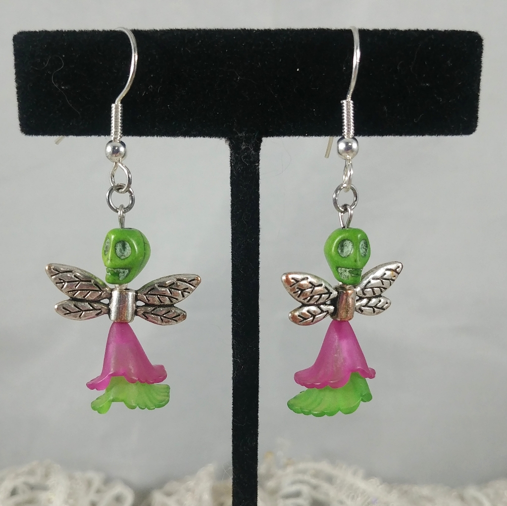 Fairy Skull / Skeleton With Wings Earrings
